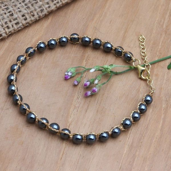 Alternate image for Artisan Crafted Hematite Bracelet Charcoal and Gold