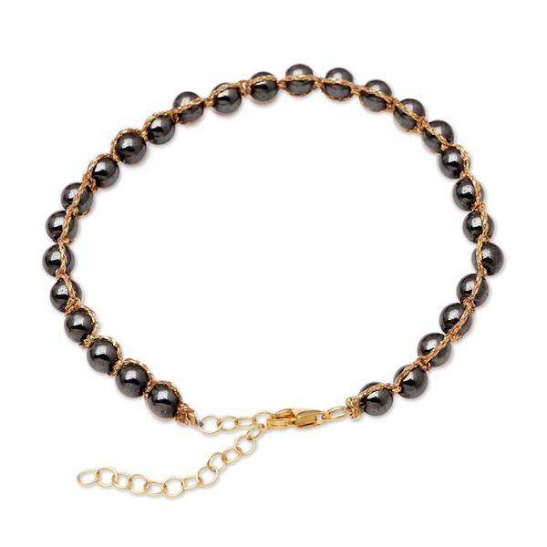 Alternate image for Artisan Crafted Hematite Bracelet Charcoal and Gold