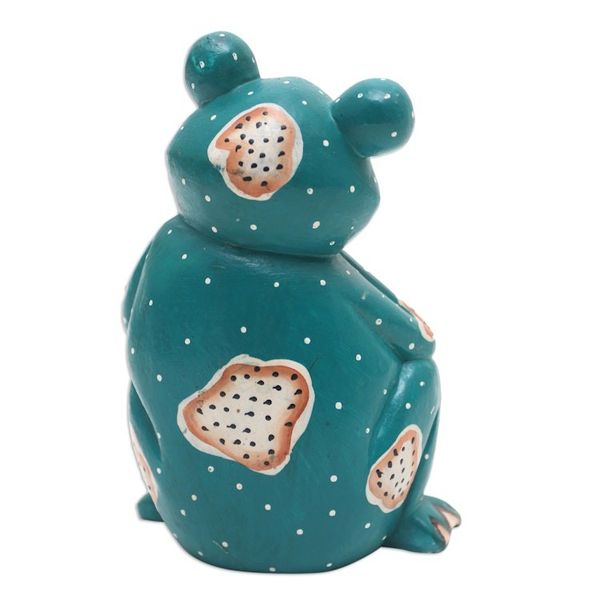 Alternate image for Suar Wood Frog Statuette with Lizard Motif Daydreaming Frog