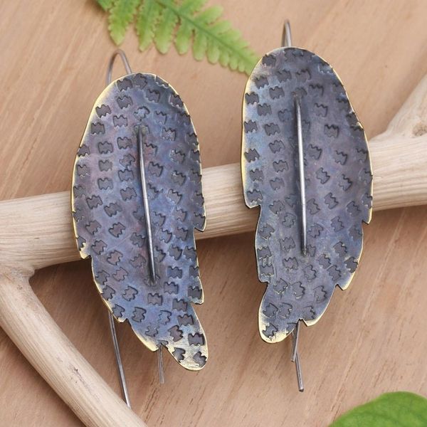 Alternate image for Brass-Plated Drop Earrings with Leaf Motif Loose Leaves