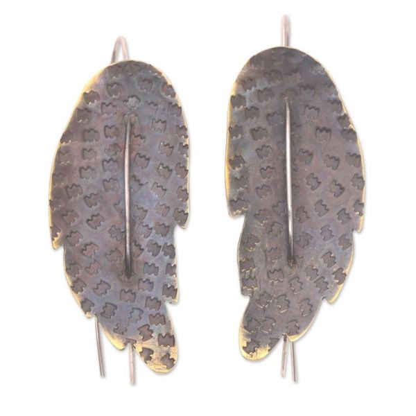 Alternate image for Brass-Plated Drop Earrings with Leaf Motif Loose Leaves