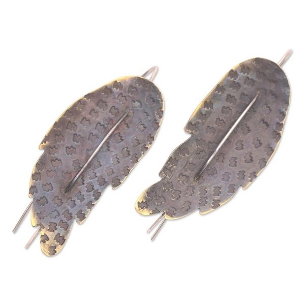 Alternate image for Brass-Plated Drop Earrings with Leaf Motif Loose Leaves