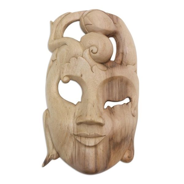 Alternate image for Artisan Crafted Wood Mask from Bali Mellow Mood