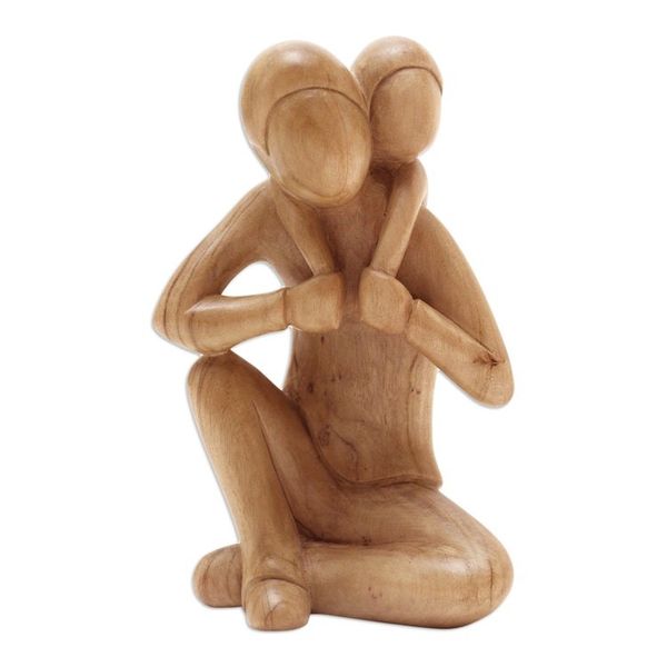 Alternate image for Father and Child Hibiscus Wood Statuette My Hero