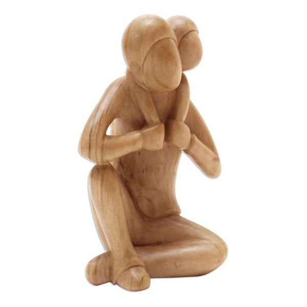 Alternate image for Father and Child Hibiscus Wood Statuette My Hero