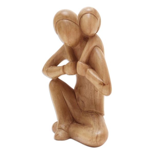 Alternate image for Father and Child Hibiscus Wood Statuette My Hero