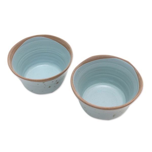 Alternate image for Dessert Bowls Handmade in Java Pair Blue Bell