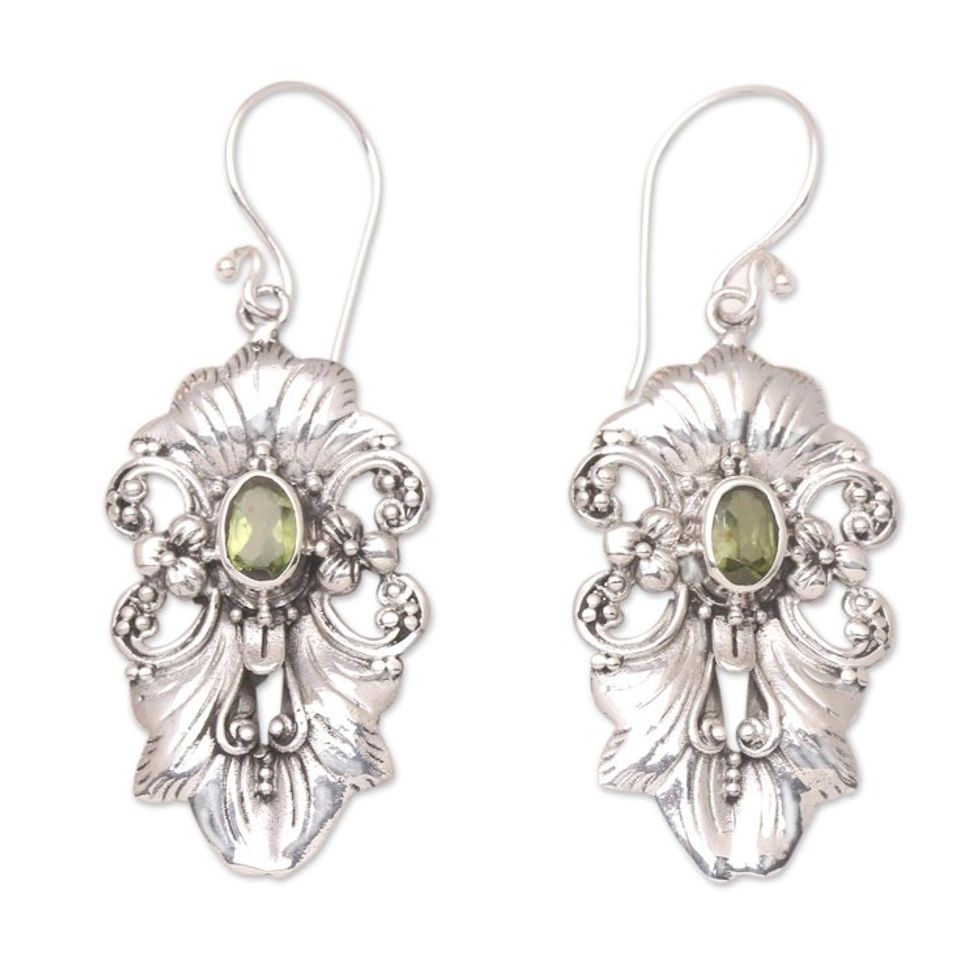 Handmade Peridot and Sterling Silver Dangle Earrings 'Majesty of the Garden'