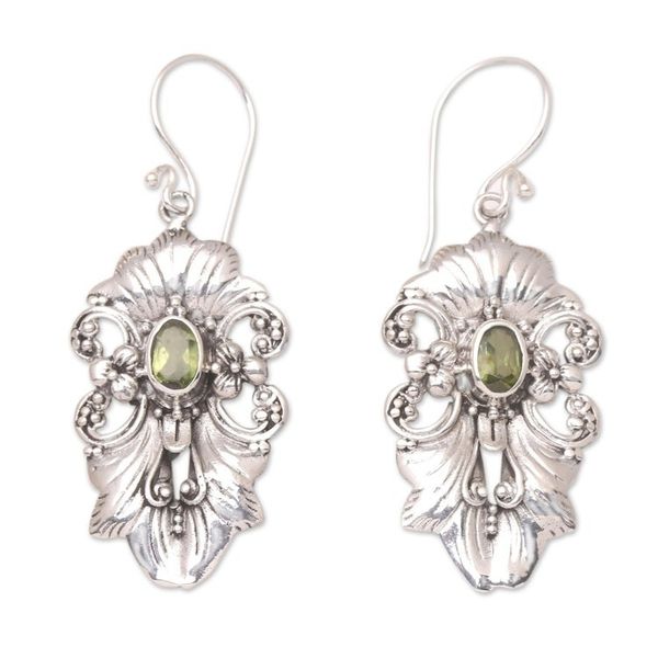 Alternate image for Handmade Peridot and Sterling Silver Dangle Earrings Majesty of the Garden
