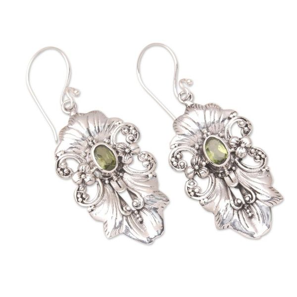 Alternate image for Handmade Peridot and Sterling Silver Dangle Earrings Majesty of the Garden