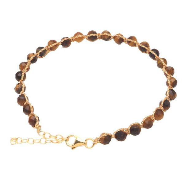 Alternate image for 18k Gold-Accented Tigers Eye Bracelet Brown and Gold