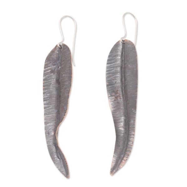 Alternate image for Copper-Plated Dangle Earrings with Leaf Motif Blow Away