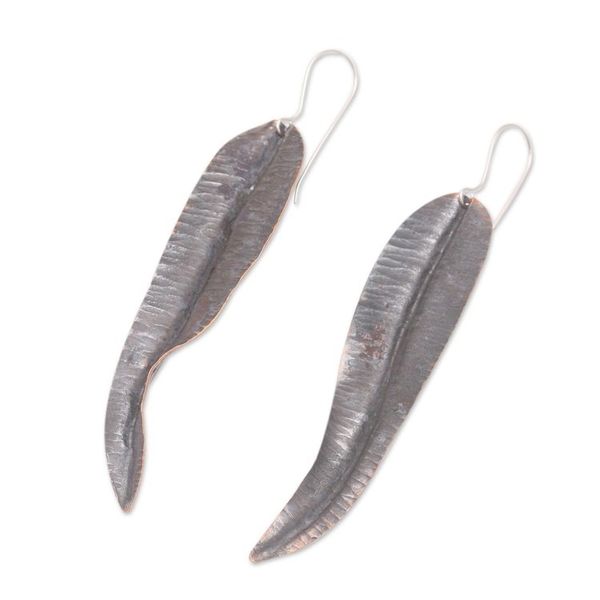Alternate image for Copper-Plated Dangle Earrings with Leaf Motif Blow Away