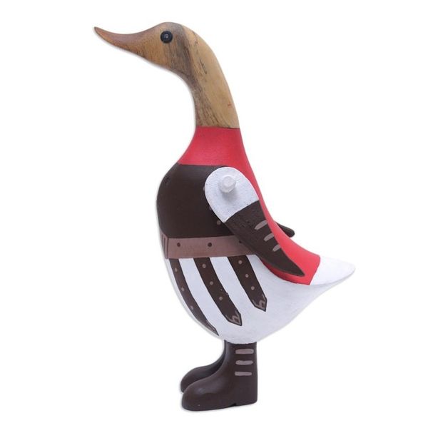 Alternate image for Bamboo and Teak Wood Duck Sculpture in Roman Attires Soldier Duck of Rome