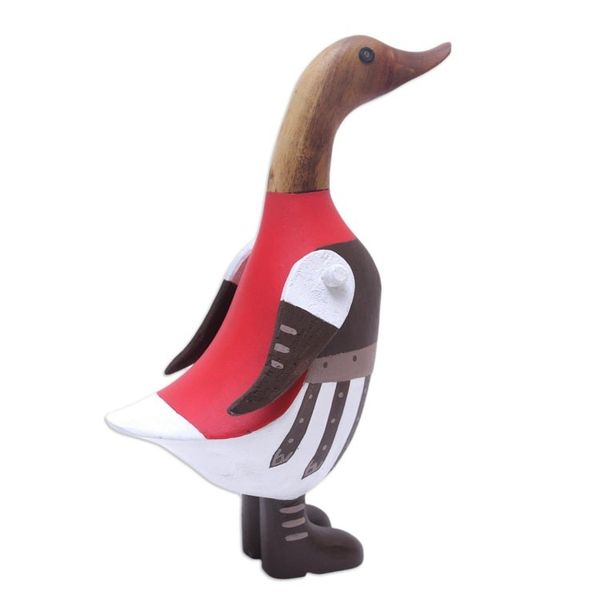 Alternate image for Bamboo and Teak Wood Duck Sculpture in Roman Attires Soldier Duck of Rome