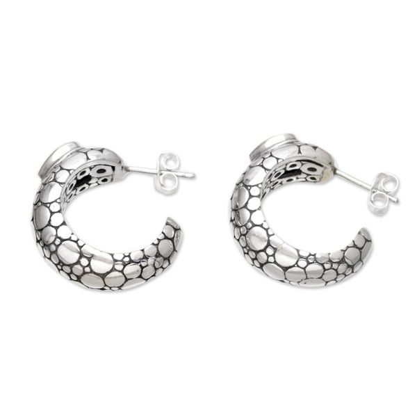 Alternate image for Half-Hoop Earrings with Two-Carat Faceted Blue Topaz Jewels Harmonious Ocean