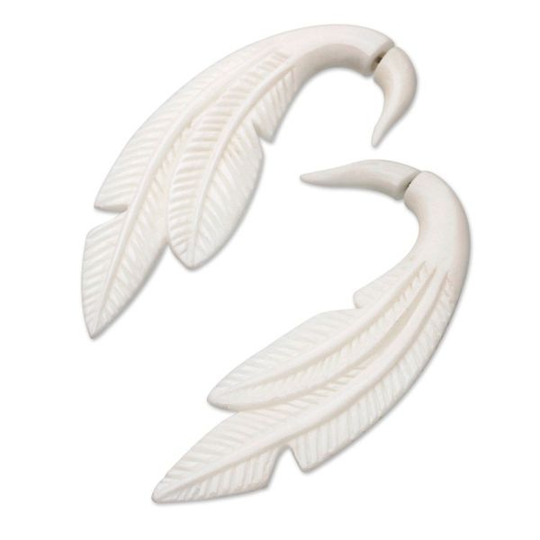 Alternate image for Balinese Hand-Carved Drop Earrings with Leafy Design Leafy Luminosity