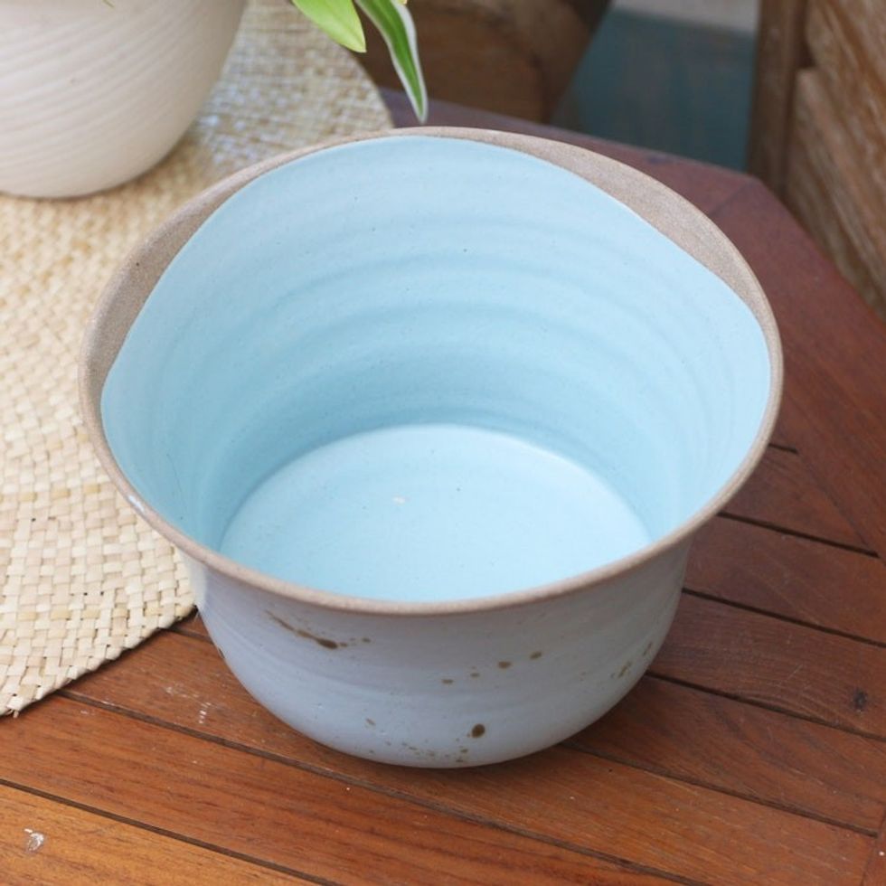 Handcrafted Ceramic Serving Bowl 'Blue Bell'