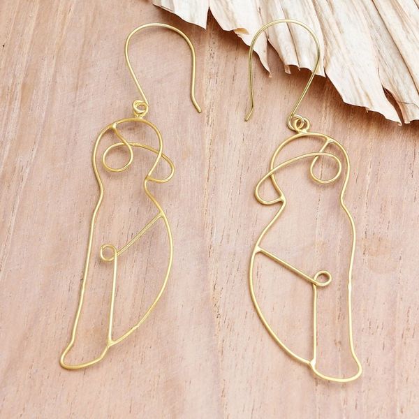 Alternate image for Hand Crafted Gold-Plated Dangle Earrings from Indonesia Body Language