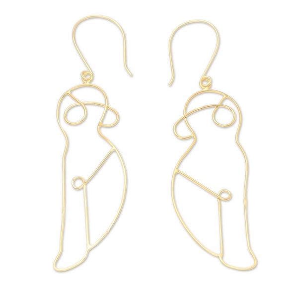 Alternate image for Hand Crafted Gold-Plated Dangle Earrings from Indonesia Body Language