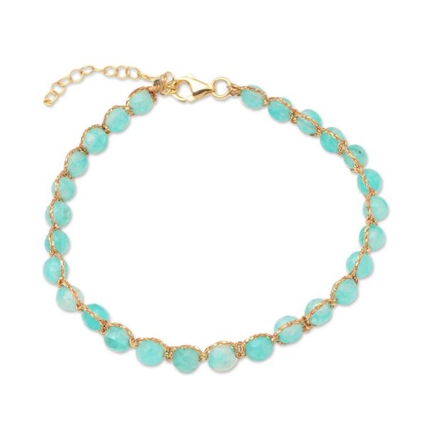 Alternate image for Handcrafted Amazonite Bead Bracelet Aqua and Gold
