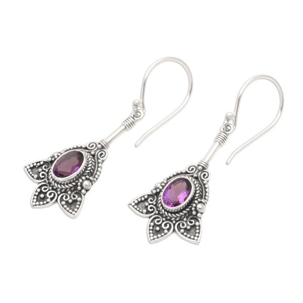Alternate image for Balinese Sterling Silver and Amethyst Dangle Earrings Visionary Soul