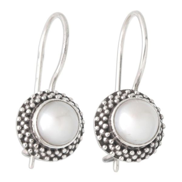 Alternate image for Sterling Silver Speckled Drop Earrings with Grey Pearls Pearly Specks