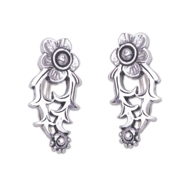 Alternate image for Floral Ear Climber Earrings Made from Sterling Silver Climbing Blooms