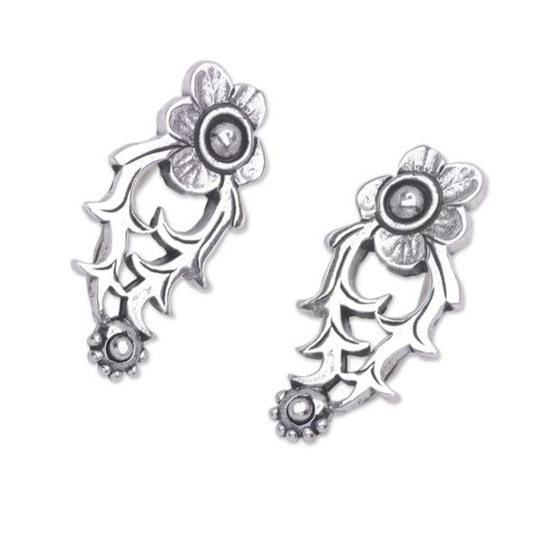Alternate image for Floral Ear Climber Earrings Made from Sterling Silver Climbing Blooms