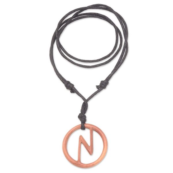 Alternate image for Mens Sawo Wood Bolt Pendant Necklace with Cotton Cord Balinese Bolt