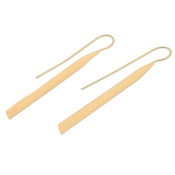 Alternate image for Gold-Plated Drop Earrings with Hammered Finish Wish You Were Here