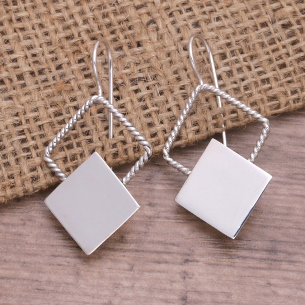 Handcrafted 925 Sterling Silver Drop Earrings from Bali 'Your Reflection'