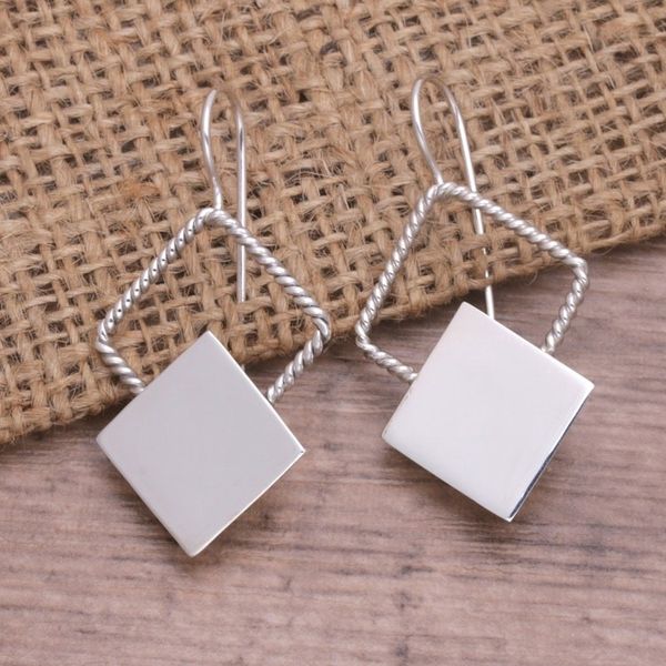 Alternate image for Handcrafted 925 Sterling Silver Drop Earrings from Bali Your Reflection
