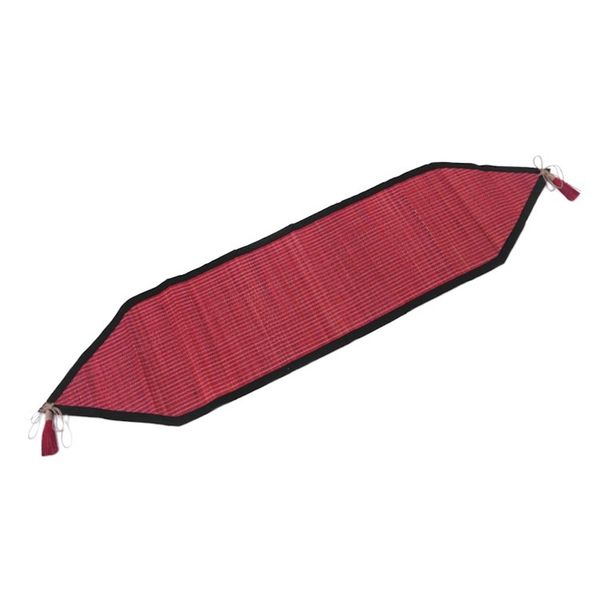 Alternate image for Handcrafted Cotton Blend Table Runner with Geometric Design Red Geometry