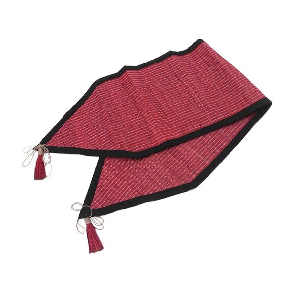 Alternate image for Handcrafted Cotton Blend Table Runner with Geometric Design Red Geometry
