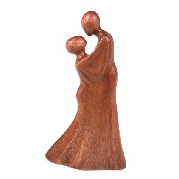 Alternate image for Hand Carved Suar Wood Wedding Statuette Unforgettable Moment