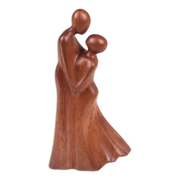 Alternate image for Hand Carved Suar Wood Wedding Statuette Unforgettable Moment