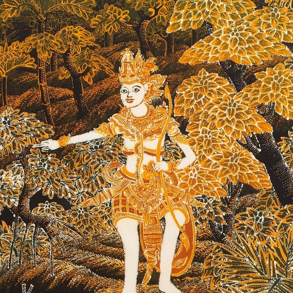Alternate image for Unique Cotton Batik Ramayana Painting Lord Rama and the Golden Deer