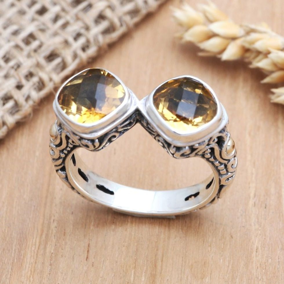 Handcrafted Citrine and Sterling Silver Cocktail Ring 'Sunday Morning'