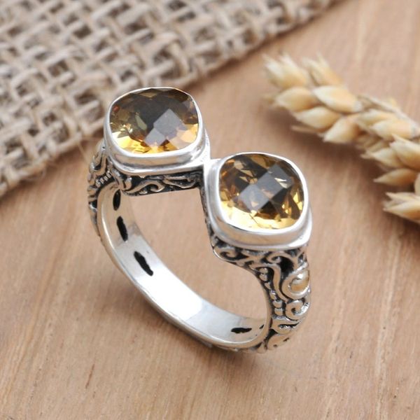 Alternate image for Handcrafted Citrine and Sterling Silver Cocktail Ring Sunday Morning
