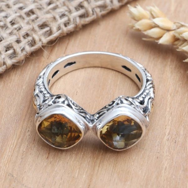 Alternate image for Handcrafted Citrine and Sterling Silver Cocktail Ring Sunday Morning