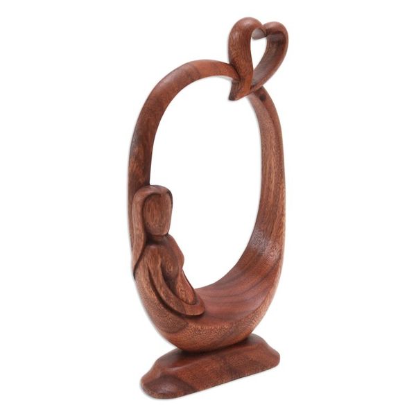 Alternate image for Suar Wood Statuette with Heart Motif Me Time