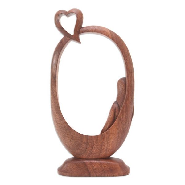 Alternate image for Suar Wood Statuette with Heart Motif Me Time