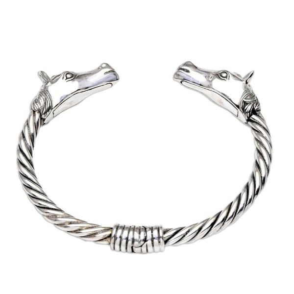 Alternate image for Sterling Silver Twisted Cuff Bracelet with Horses Heads Horse Race