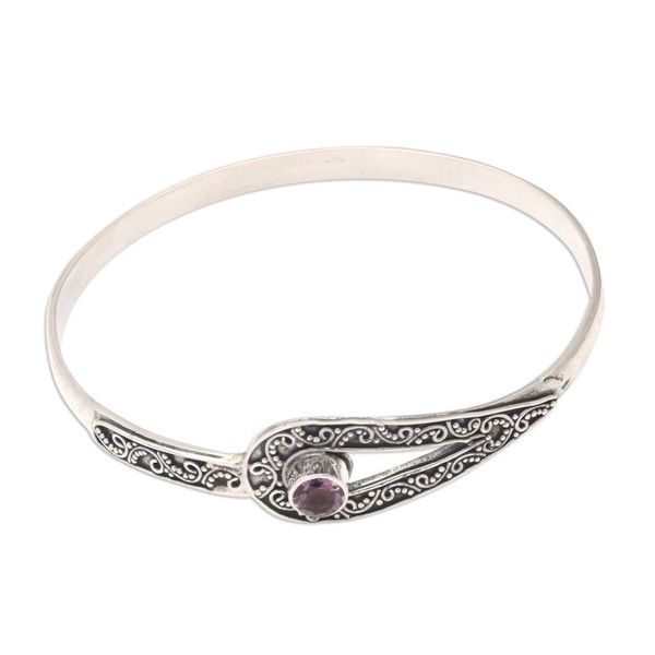 Alternate image for Amethyst and Sterling Silver Bangle Bracelet Magic Word