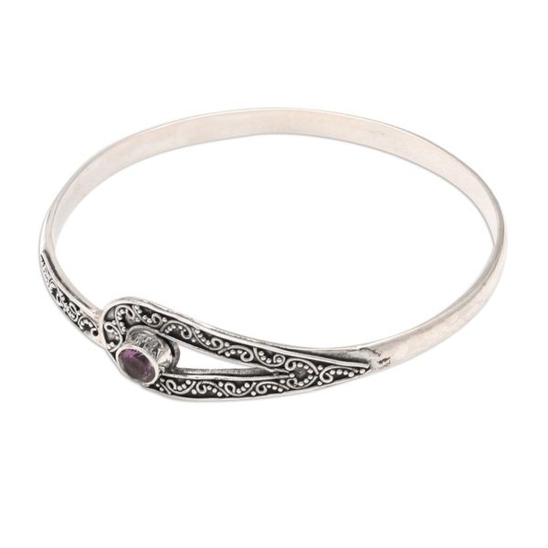 Alternate image for Amethyst and Sterling Silver Bangle Bracelet Magic Word