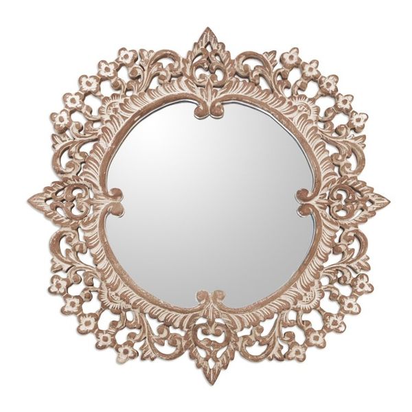 Alternate image for Hand-Carved Wood Floral Wall Mirror from Bali Blooming Flourish