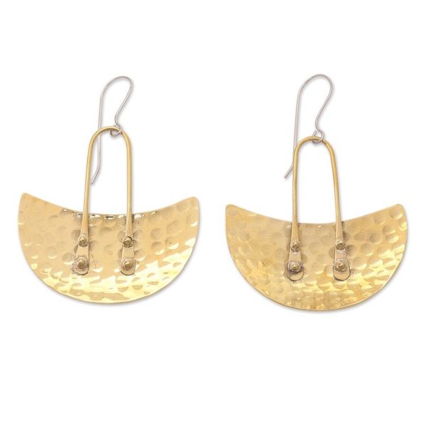 Alternate image for Hand Crafted Brass Dangle Earrings from Bali Bright Memory