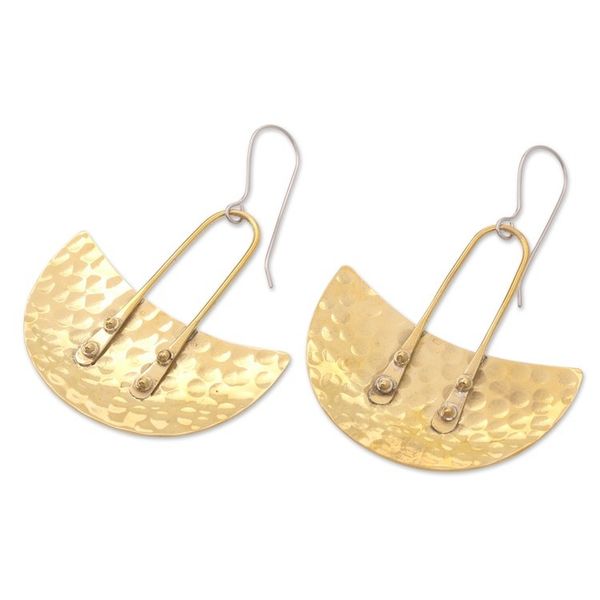 Alternate image for Hand Crafted Brass Dangle Earrings from Bali Bright Memory