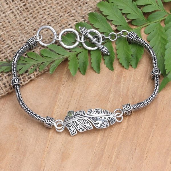 Alternate image for Peridot and Sterling Silver Bracelet with Leaf Motif Color of Spring